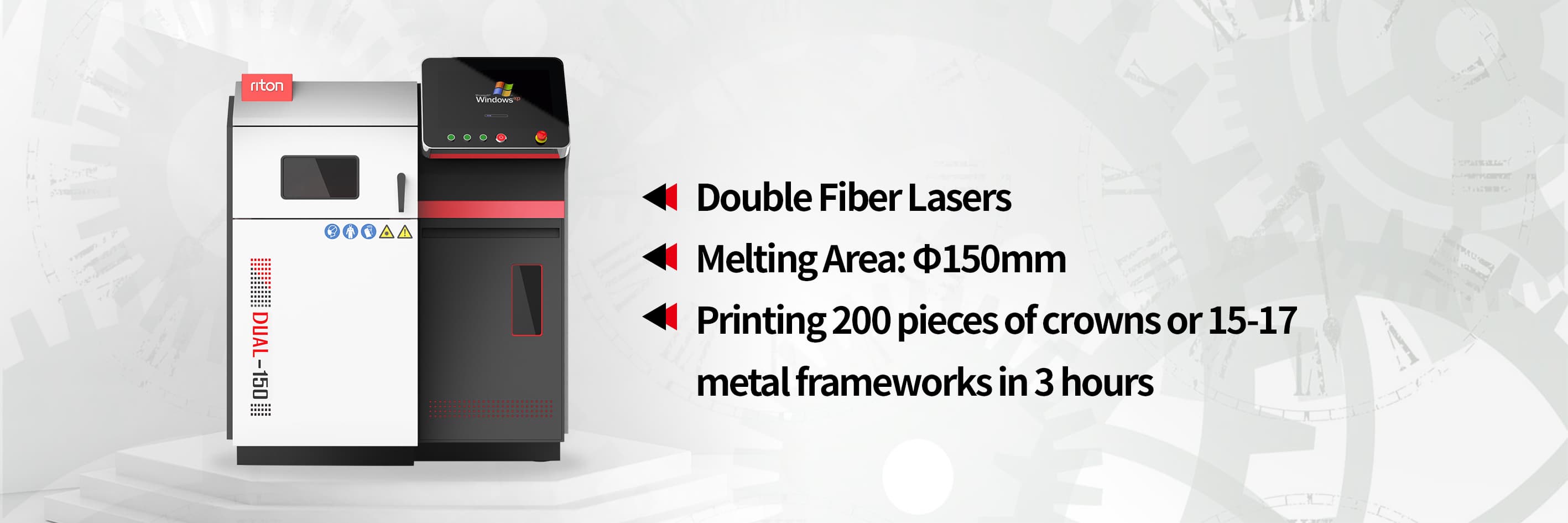 the dual 150 is riton's dual laser large format metal 3d printer designed for mass production